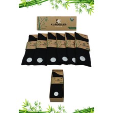 Kardeşler Çorap Erkek Bambu Soket Uzun Düz Siyah Çorap Dikişsiz 6'lı Premium Kutulu