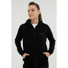 Siyah Lumberjack W-SN77 Basic Full Zip Hoo Kadın Eşofman Üstü XL Beden ile Günlük Rahatlık