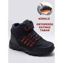Black Sea 542 Ortopedik Kaymaz Taban İçi Kürklü Kışlık Çocuk Bot Ayakkabı Blacksea