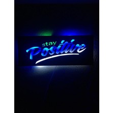 Çakra Stay Positive LED Işıklı Ahşap Tablo 50X21CM