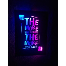 Çakra The More You Learn LED Işıklı Ahşap Tablo 50X35CM