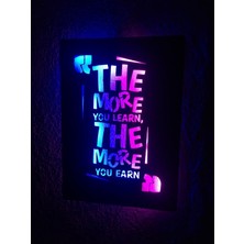 Çakra The More You Learn LED Işıklı Ahşap Tablo 50X35CM