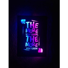 Çakra The More You Learn LED Işıklı Ahşap Tablo 50X35CM