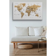 Dünyatablo Türkçe Dünya Haritası Dekoratif Kanvas Tablo Son Derece Detaylı 1631