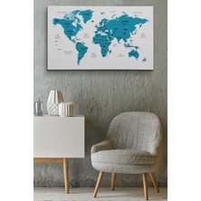 Dünyatablo Türkçe Dünya Haritası Dekoratif Kanvas Tablo Ülke ve Başkentli 1502