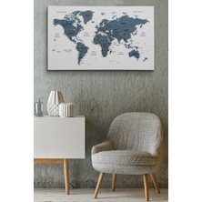 Dünyatablo Türkçe Dünya Haritası Dekoratif Kanvas Tablo Son Derece Detaylı 1615