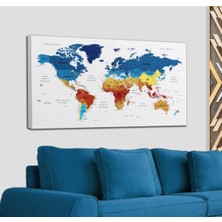 Dünyatablo Türkçe Dünya Haritası Dekoratif Kanvas Tablo Son Derece Detaylı 1604