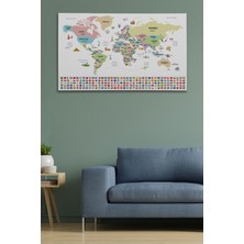 Doğal Tercih Dünya Haritası Ülke Bayraklı ve Başkentli Kanvas Tablo 1939