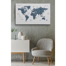 Dünyatablo Türkçe Dünya Haritası Dekoratif Kanvas Tablo Ülke ve Başkentli 1514