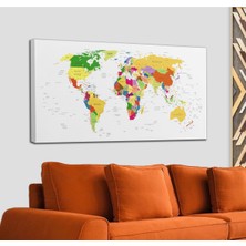 Dünyatablo Dünya Haritası Dekoratif Kanvas Tablo Ülke ve Başkentli 1513