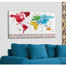 Dünyatablo Türkçe Dünya Haritası Ülke Bayrak ve Başkentli Kanvas Tablo 1958