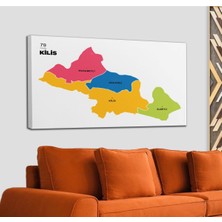 Dünyatablo Kilis Ili ve Ilçeler Haritası  Dekoratif Kanvas Tablo 1388