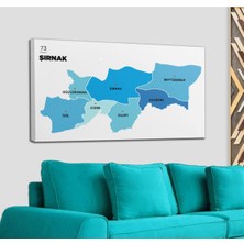Dünyatablo Şırnak Ili ve Ilçeler Haritası  Dekoratif Kanvas Tablo 1462