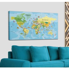 Doğal Tercih Dünya Haritası Kanvas Tablo Son Derece Detaylı Dekoratif OKYANUSLU-1992