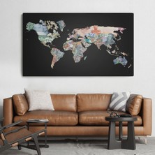Doğal Tercih Para Desenli Kanvas Dünya Haritası Kanvas Tablo 1012 ( Tek Parça )
