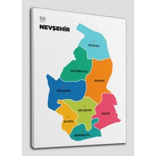 Dünyatablo Nevşehir Ili ve Ilçeler Haritası  Dekoratif Kanvas Tablo 1427