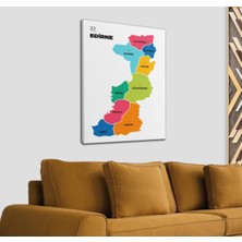 Dünyatablo Edirne  Ili ve Ilçeler Haritası  Dekoratif Kanvas Tablo 1327