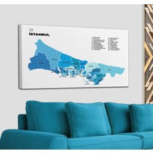 Dünyatablo Istanbul  Ili ve Ilçeler Haritası  Dekoratif Kanvas Tablo 1366