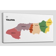 Dünyatablo Yalova Ili ve Ilçeler Haritası  Dekoratif Kanvas Tablo 1482