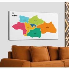 Dünyatablo Siirt Ili ve Ilçeler Haritası  Dekoratif Kanvas Tablo 1448