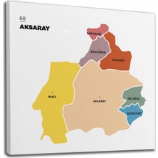 Dünyatablo Aksaray  Ili ve Ilçeler Haritası  Dekoratif Kanvas Tablo 1259