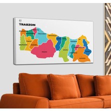 Dünyatablo Trabzon Ili ve Ilçeler Haritası  Dekoratif Kanvas Tablo 1469