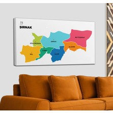 Dünyatablo Şırnak Ili ve Ilçeler Haritası  Dekoratif Kanvas Tablo 1460