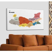 Dünyatablo Elazığ  Ili ve Ilçeler Haritası  Dekoratif Kanvas Tablo 1331