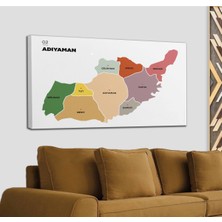 Dünyatablo Adıyaman  Ili ve Ilçeler Haritası  Dekoratif Kanvas Tablo 1250
