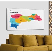 Dünyatablo Erzincan  Ili ve Ilçeler Haritası  Dekoratif Kanvas Tablo 1333