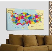 Doğal Tercih Türkiye Haritası Kanvas Tablo Sınır Komşulu Eğitici ve Öğretici Dekoratif Tablo 3089