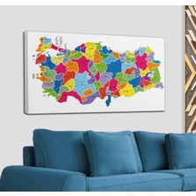 Dünyatablo Türkiye Haritası Kanvas Tablo Il ve Ilçeli Ayrıntılı Eğitici-Öğretici Dekoratif Tablo 3033