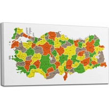 Aydın Ticaret Türkiye Haritası Kanvas Tablo Il ve Ilçeli Ayrıntılı Eğitici-Öğretici Dekoratif Tablo 3027