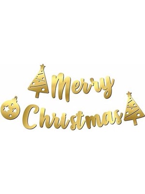 Çıtı Pıtı Store Merry Christmas Kaligrafi Gold Banner