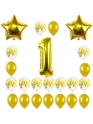Çıtı Pıtı Store 1 Yaş Altın Yıldızlar Balon Set
