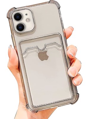 Gritty iPhone 11 Uyumlu Kartlıklı Cüzdan Şeffaf Telefon Kılıfı