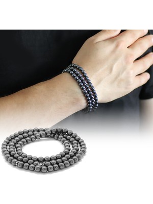 Okyanus Silver Hem Bileklik - Hem Kolye - Hem Tesbih 99LU Hematit Doğaltaş Aksesuar