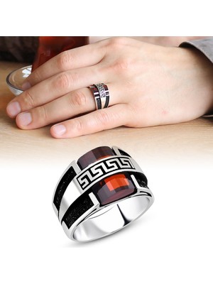 Okyanus Silver Kırmızı Zirkon Taşlı 925 Ayar Gümüş Menderes Yüzüğü