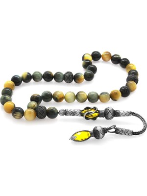 Okyanus Silver 1000 Ayar Gümüş Kazaz Püskül Küre Kesim Karışık Renk Kaplangözü Doğaltaş Tesbih