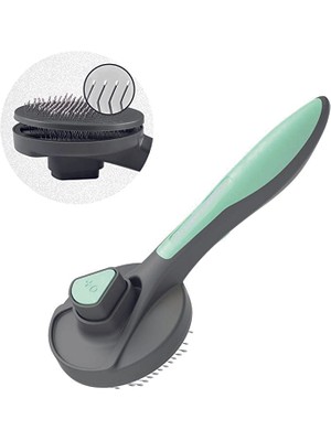 Technojet Yeşil Evcil Hayvan Kedi Köpek Otomatik Temizlenen Tuşlu Tüy Toplayıcı Tarak ve Bakım Fırçası
