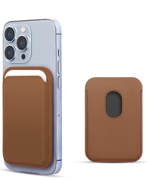 Microsonic Apple iPhone 14 Pro Max Leather Wallet Magsafe Kahverengi