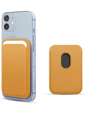 Microsonic Apple iPhone 12 Leather Wallet Magsafe Sarı
