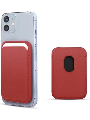 Microsonic Apple iPhone 12 Leather Wallet Magsafe Kırmızı