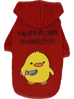 Pettrend Kırmızı Duck Hoodie Sweat Kedi Köpek Sweat Kedi Köpek Kıyafeti