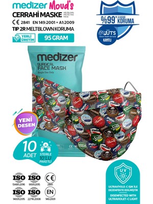 Meltblown 90's Caps Desenli Cerrahi Maske