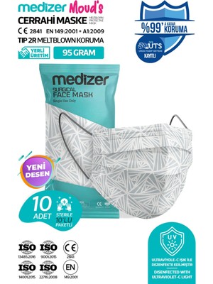 Meltblown Beyaz Üçgen Desenli Cerrahi Maske