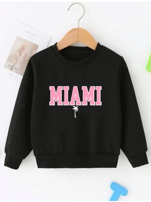 Afro Kids Çocuk Unisex Oversize Siyah Miami Baskılı Sweatshirt