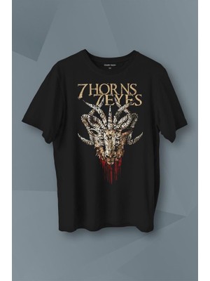 Kendim Seçtim 7 Horns 7 Eyes Metal Rock Baskılı Tişört T-Shirt