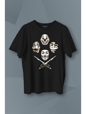 Kendim Seçtim La Casa V For Mr Robot Queen Bohemian Anarchy Baskılı Tişört T-Shirt