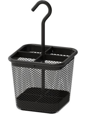 IKEA Asılabilir Kaşık Çatal Bıçaklık Bölmeli- Antrasit Siyah 12X12 cm Metal Sepet Düzenleyici